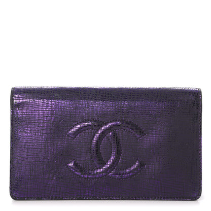 Chanel Iridescent Lizard Embossed Yen Wallet Purple 1 of 13