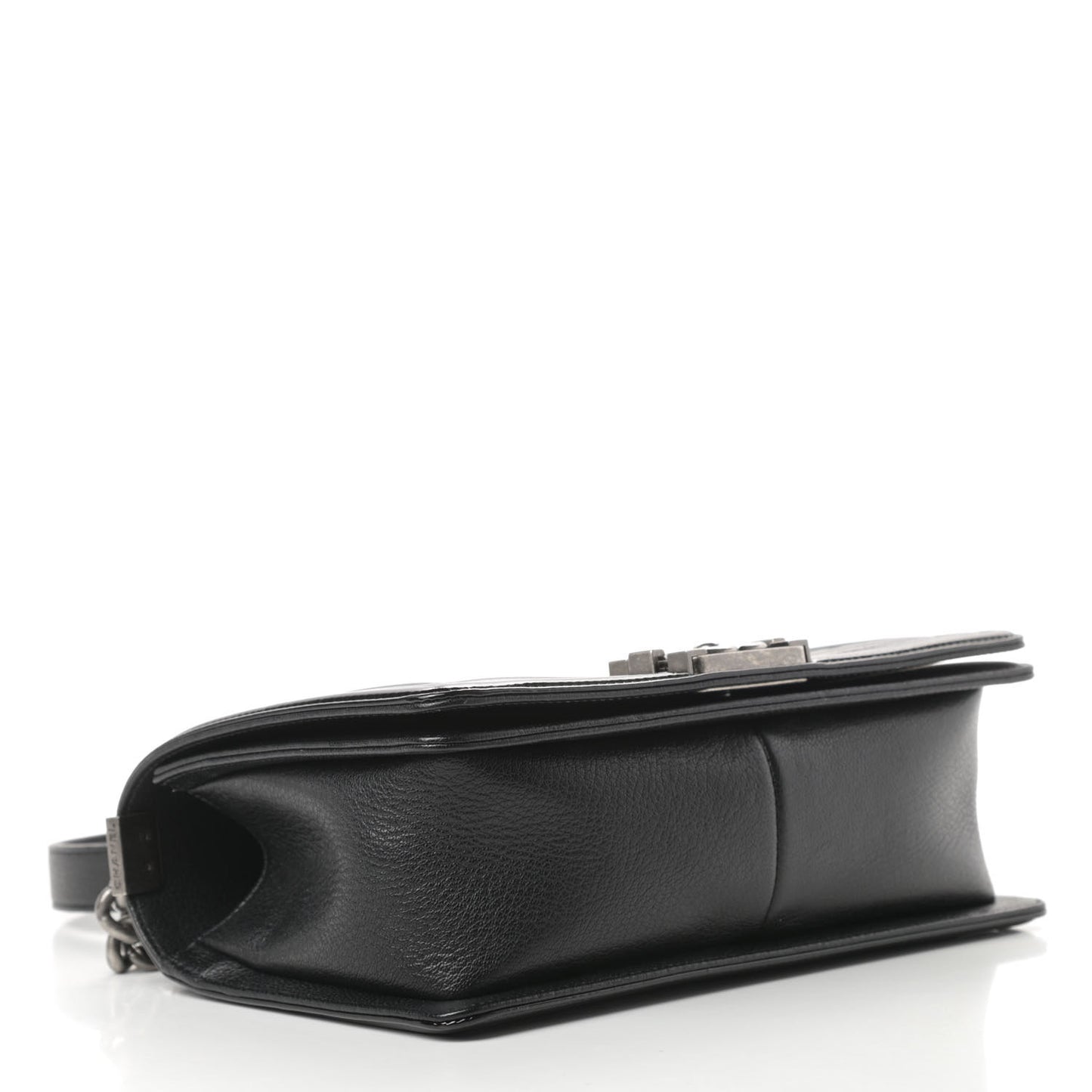 Goatskin Quilted Patent Medium Duo Boy Flap Black