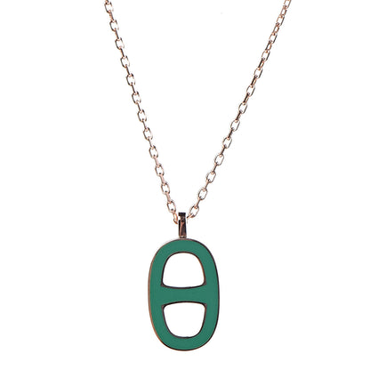 Hermes Laquered Iliade Pendant Necklace Vert Malachite 5 of 7