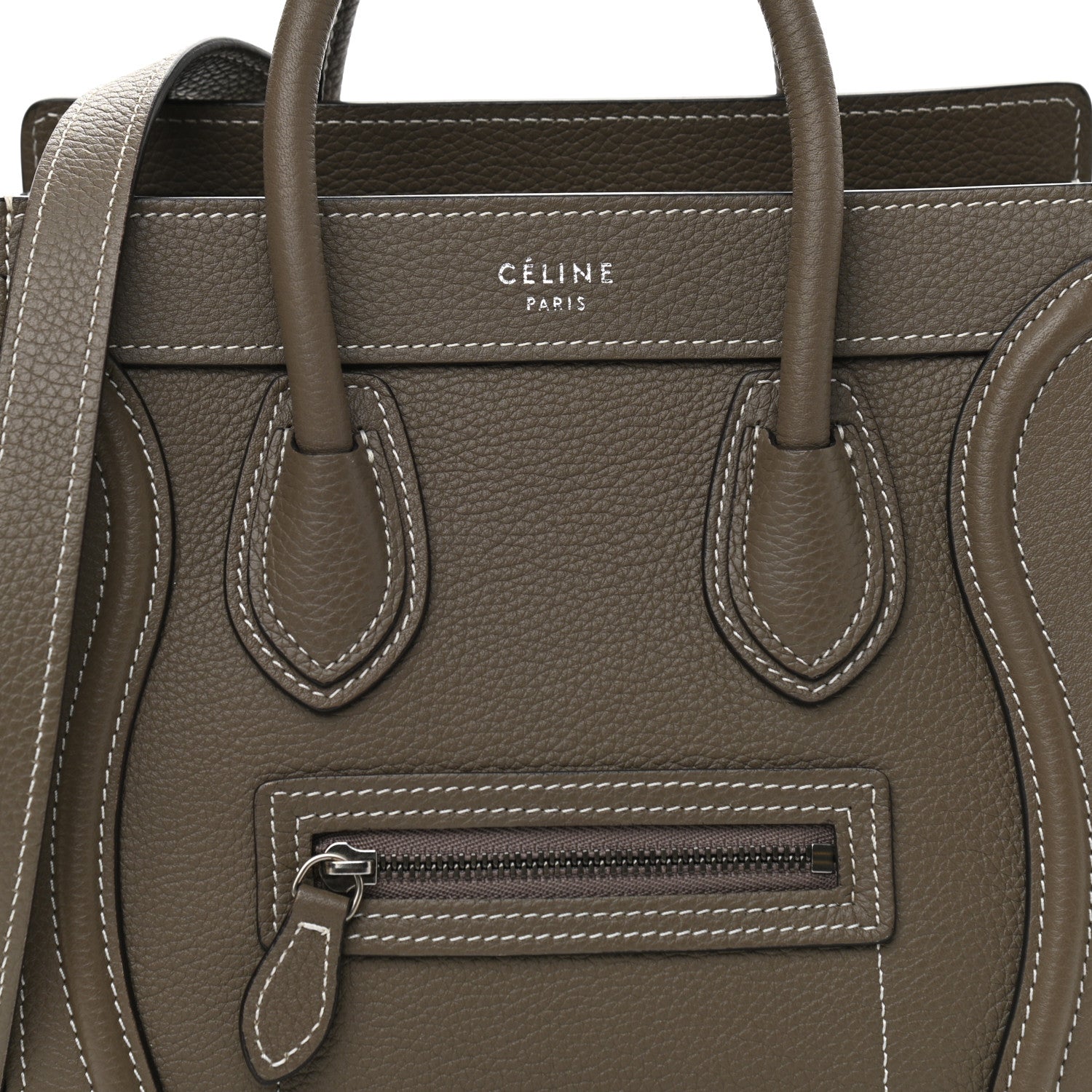 Celine Drummed Calfskin Nano Luggage Souris 7 of 9