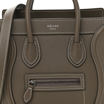 Celine Drummed Calfskin Nano Luggage Souris 7 of 9