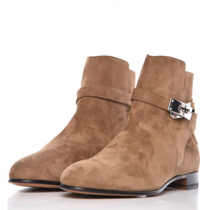 Hermes Suede Neo Low Boots 37.5 Ecorce 3 of 12