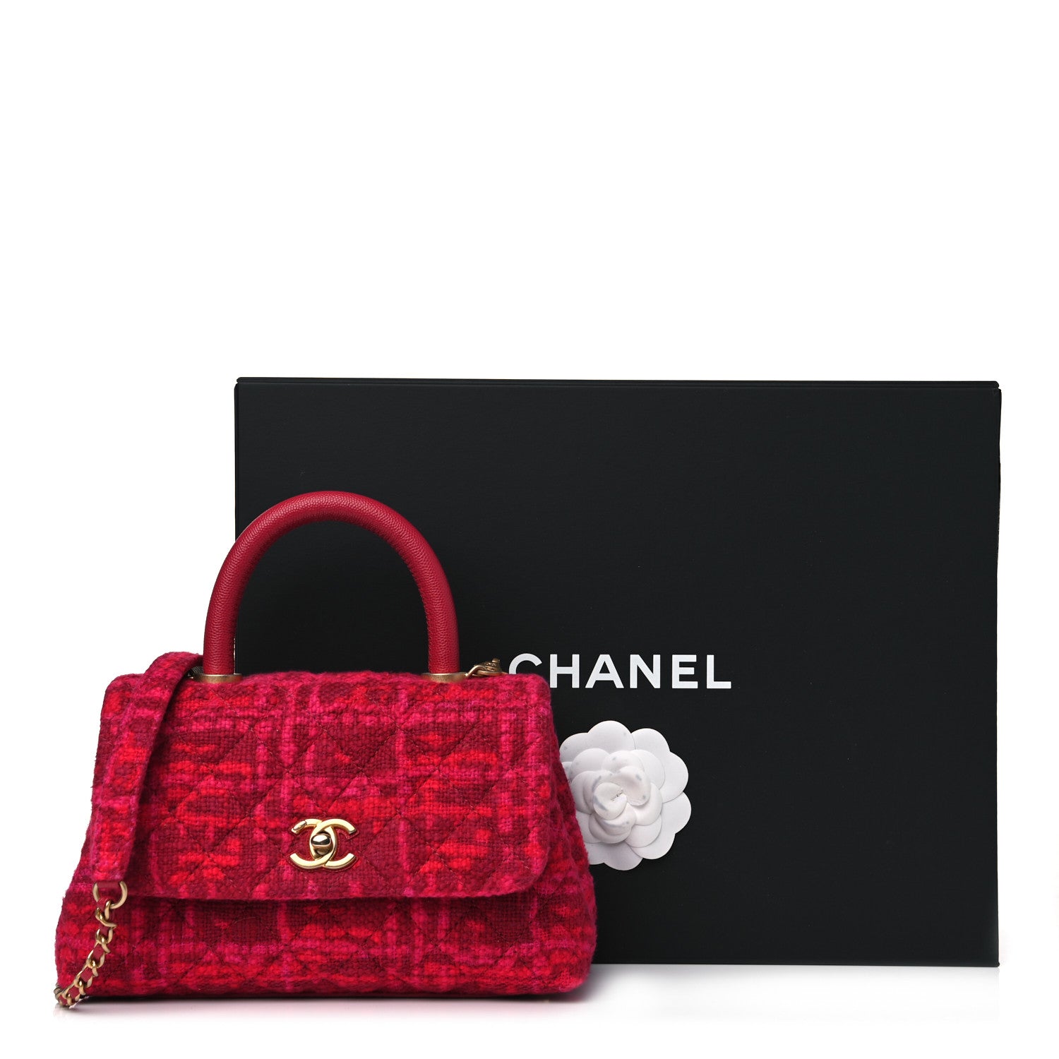 Chanel Tweed Mini Coco Handle Flap Fuchsia 14 of 14
