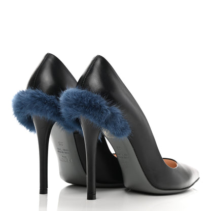 Fendi Calfskin Mink Fur Decollete Pumps 35 Black 4 of 8