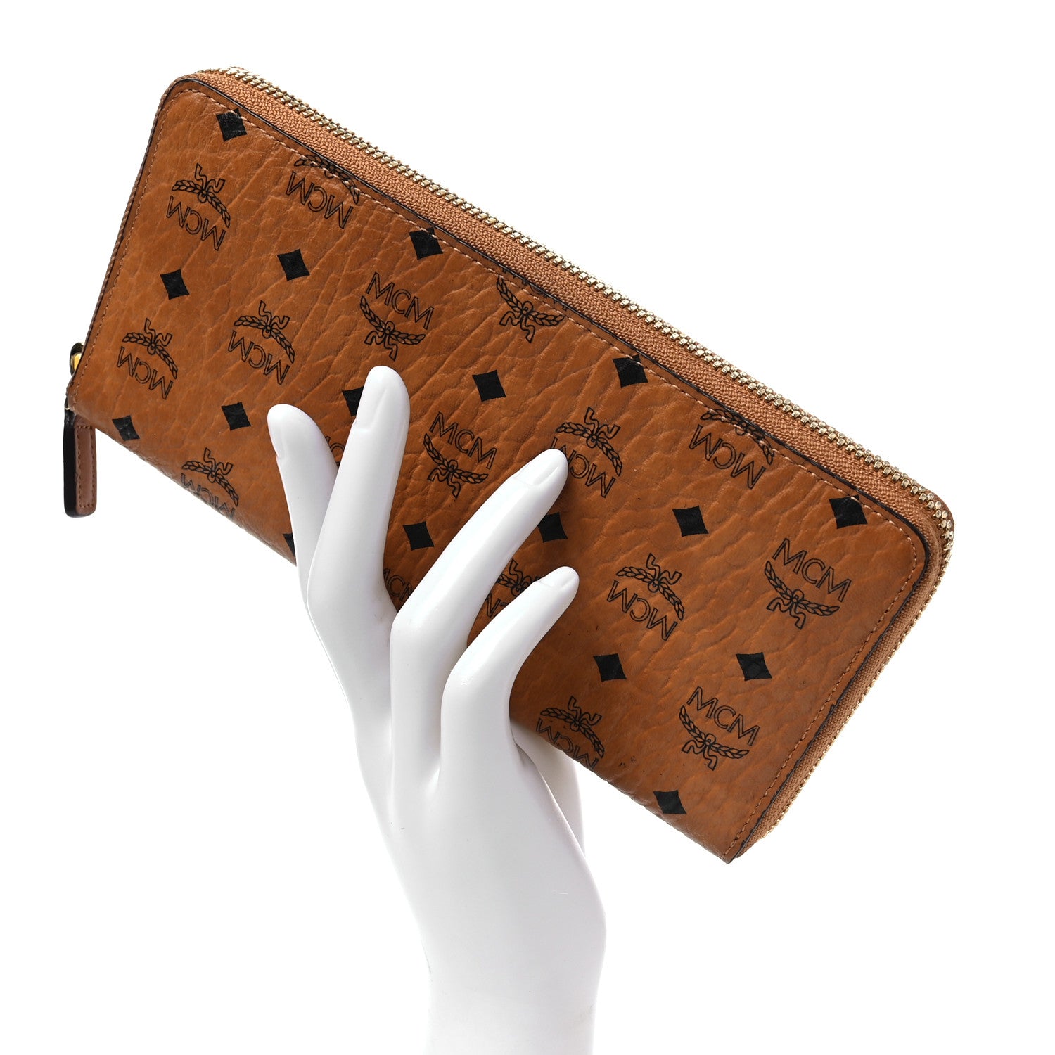 MCM Visetos Large Zip Around Wallet Cognac 2 of 7