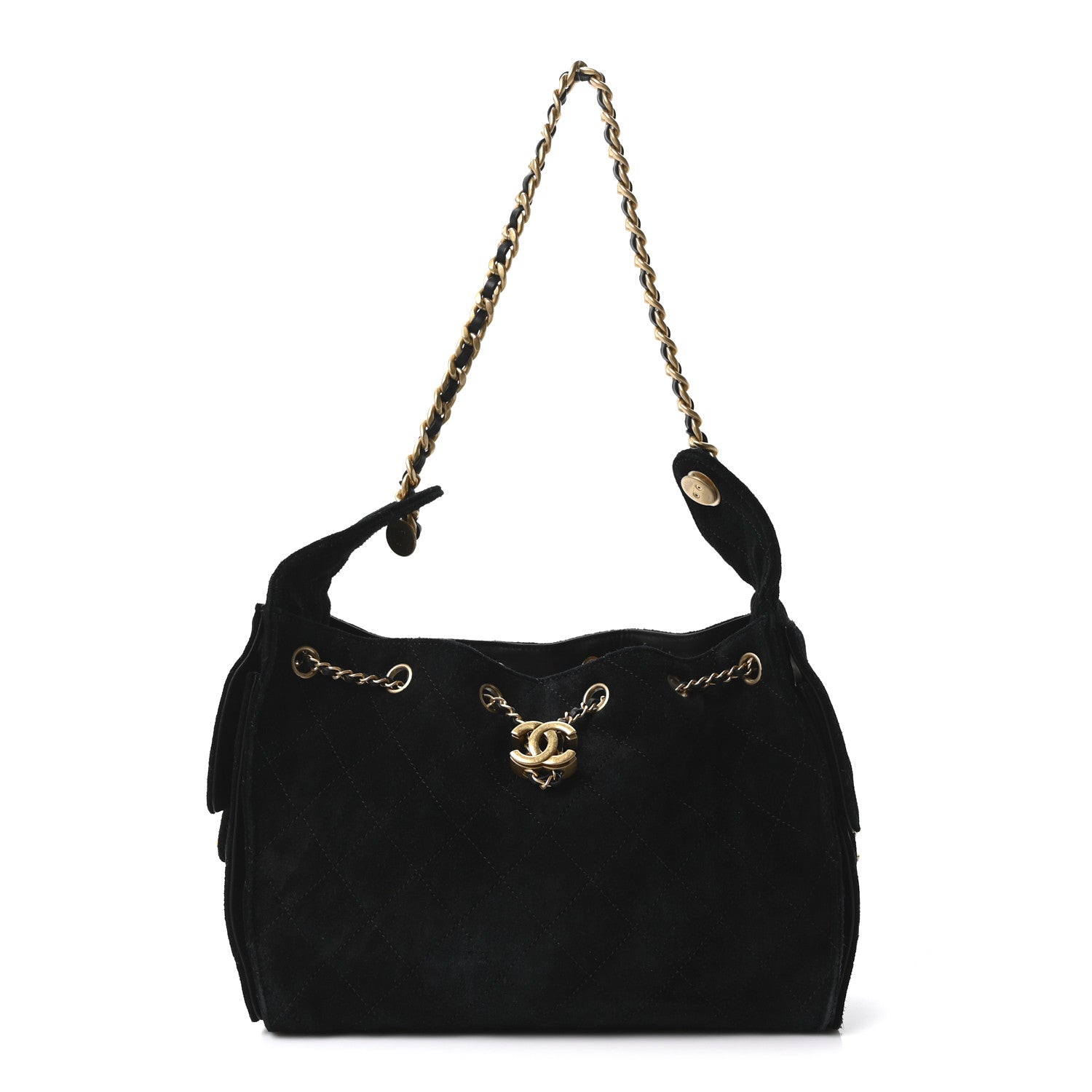Chanel Suede Quilted Small Chanel 25 Handbag Black 1 of 10