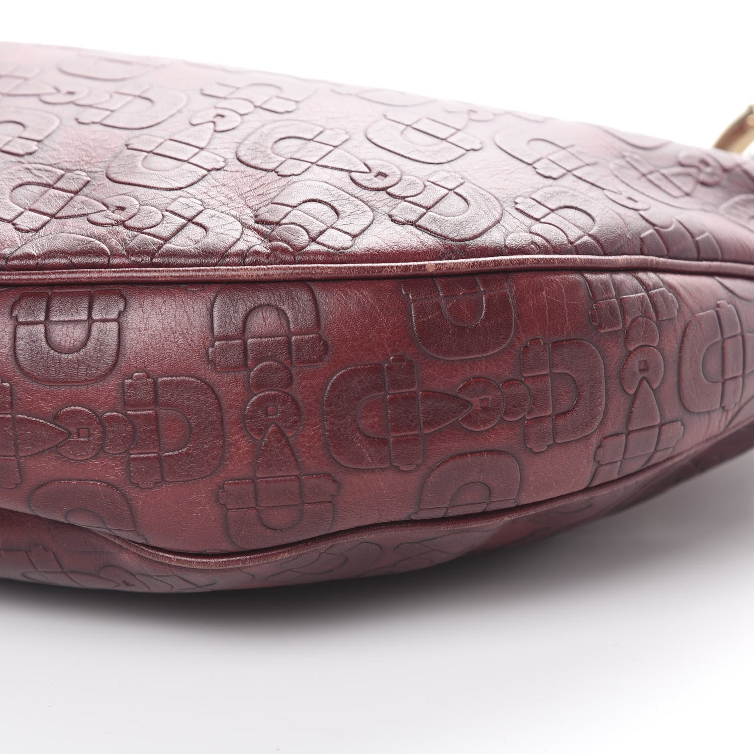 Gucci Calfskin Horsebit Bamboo Ring Hobo Red 9 of 13