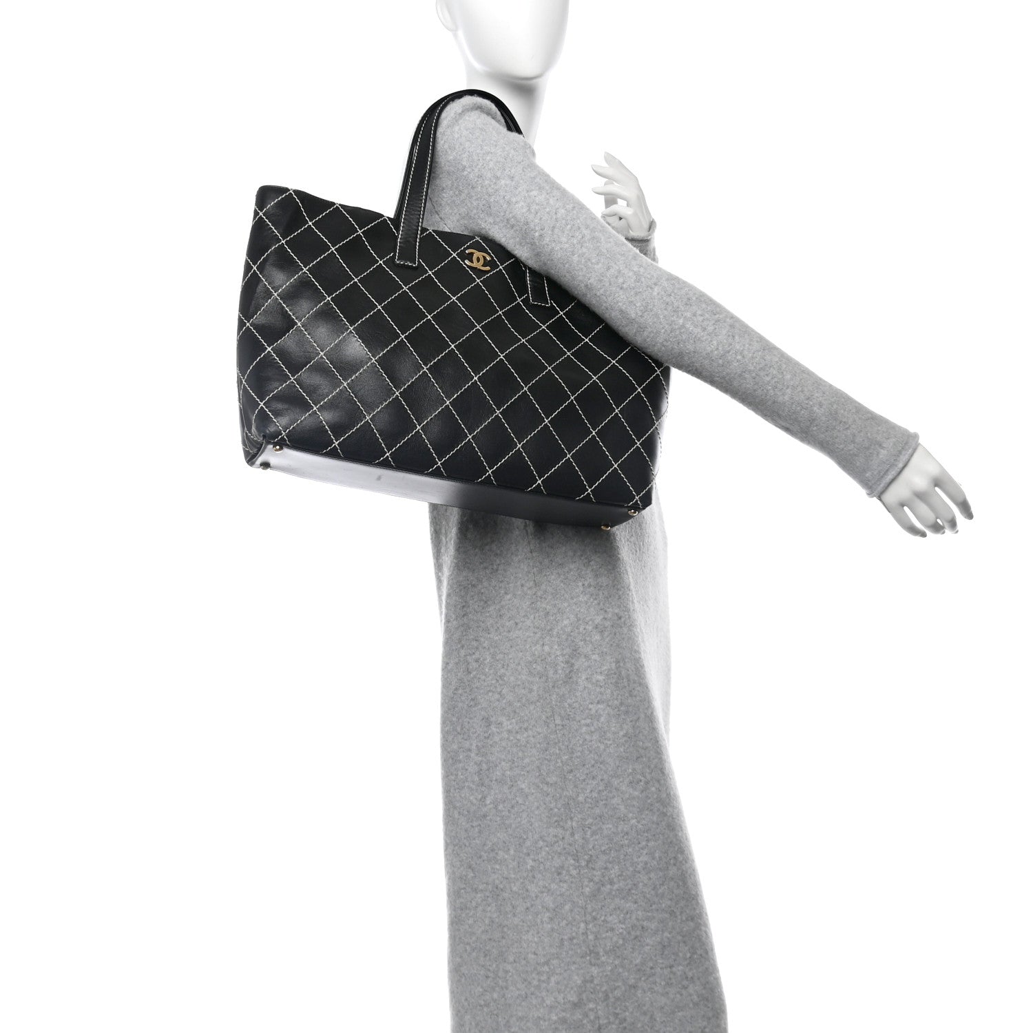 Chanel Calfskin Wild Stitch Large Tote Black 2 of 11