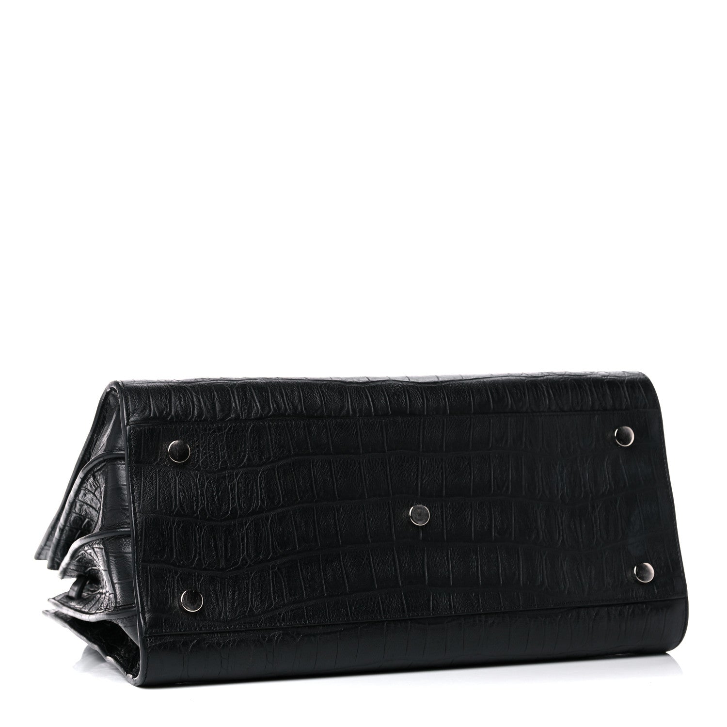 Saint Laurent Calfskin Crocodile Embossed Small Sac de Jour Black 3 of 15