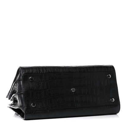 Saint Laurent Calfskin Crocodile Embossed Small Sac de Jour Black 3 of 15