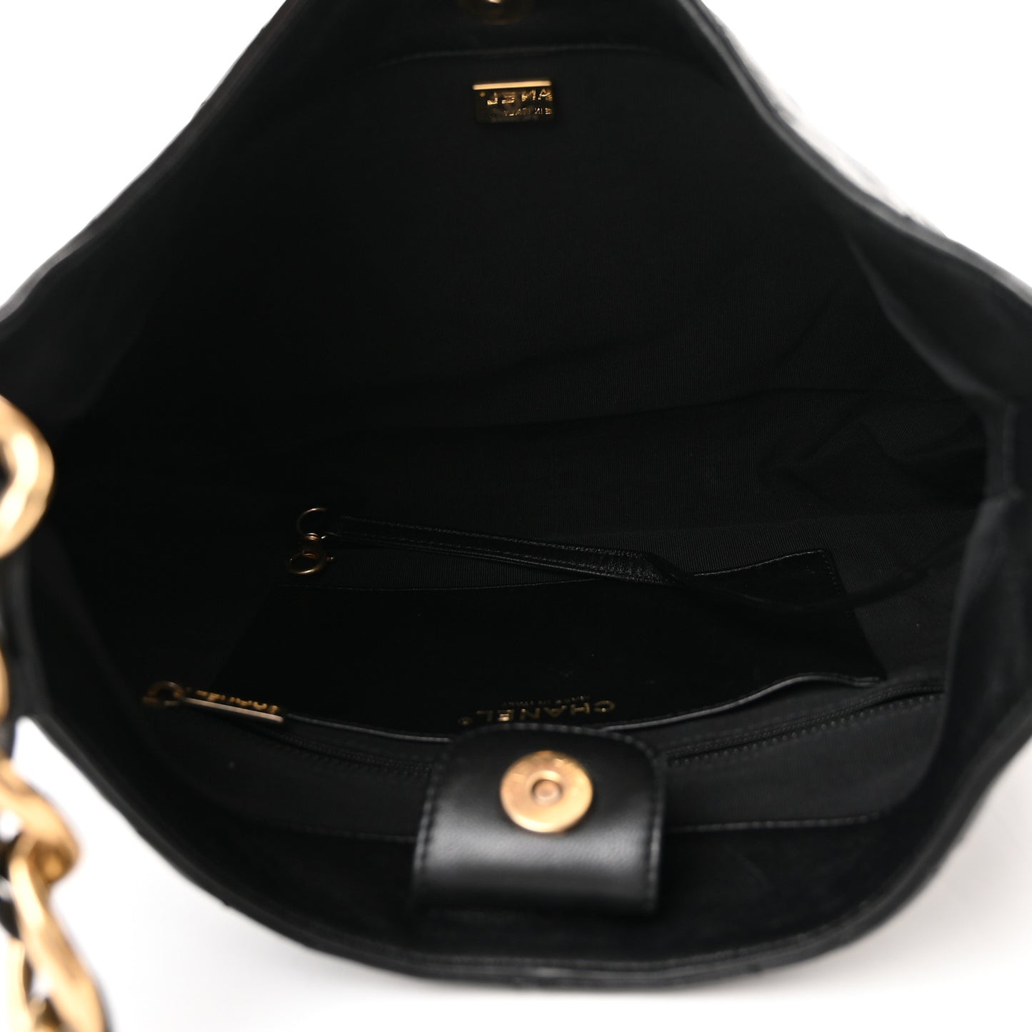 Lambskin Quilted Large CC Funky Town Hobo Black