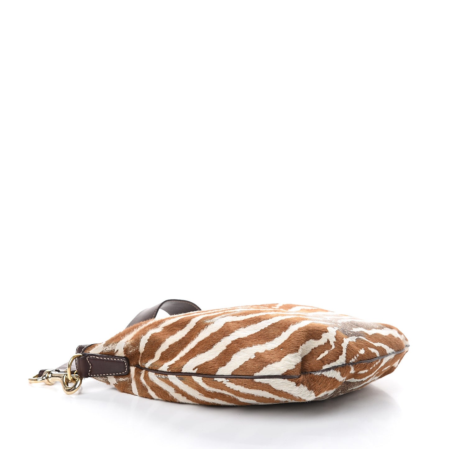 Pony Hair Zebra Print Hobo Bag Brown