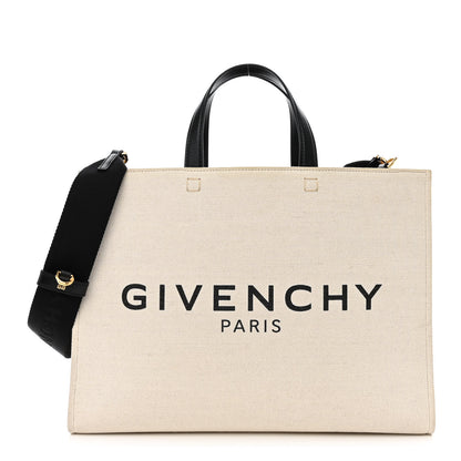 Givenchy Canvas Logo 4G Embossed Medium Tote Beige Black 1 of 14