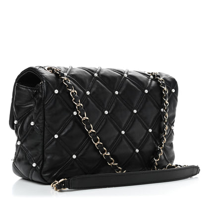 Chanel Lambskin Quilted Pearl Studded Flap Black 2 of 4