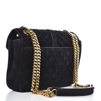 Saint Laurent Suede Tri-Quilt Monogram Medium College Bag Black 2 of 10