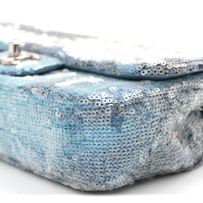 Chanel Sequin Mini Waterfall Flap Light Blue 10 of 10