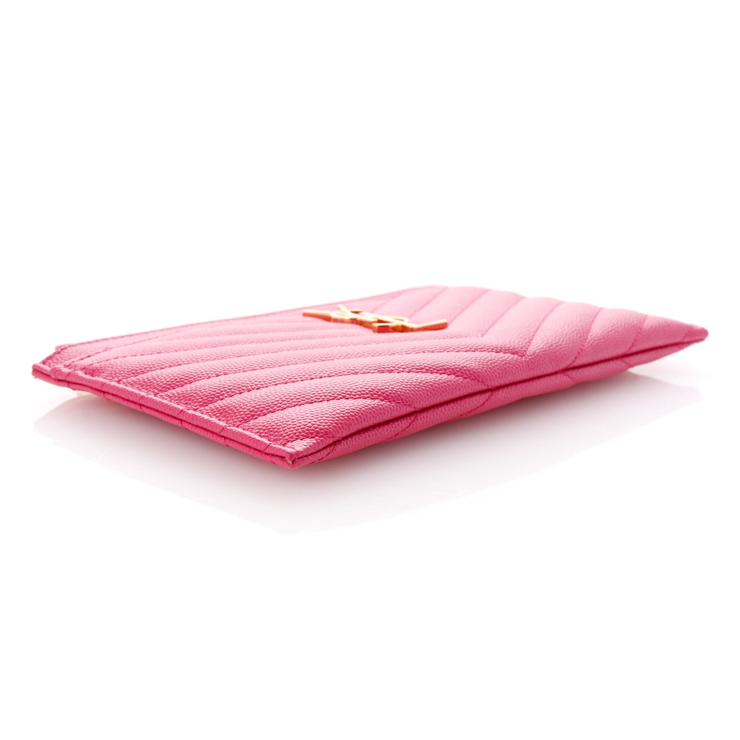Saint Laurent Grain De Poudre Chevron Monogram Bill Pouch Fresh Fuxia 4 of 8