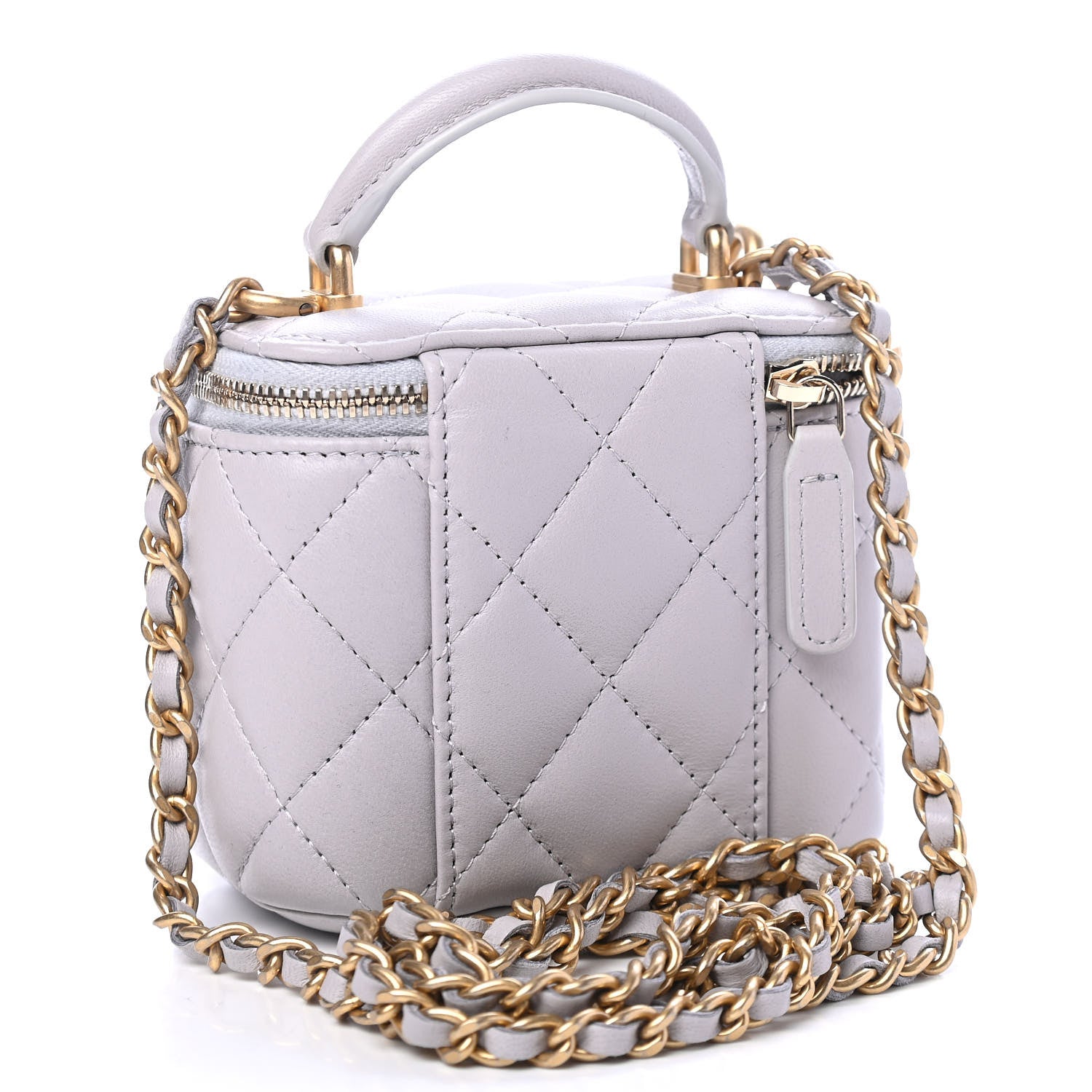 Chanel Lambskin Quilted Top Handle Mini Vanity Case With Chain Grey 2 of 4