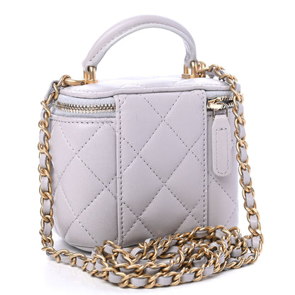 Chanel Lambskin Quilted Top Handle Mini Vanity Case With Chain Grey 2 of 4