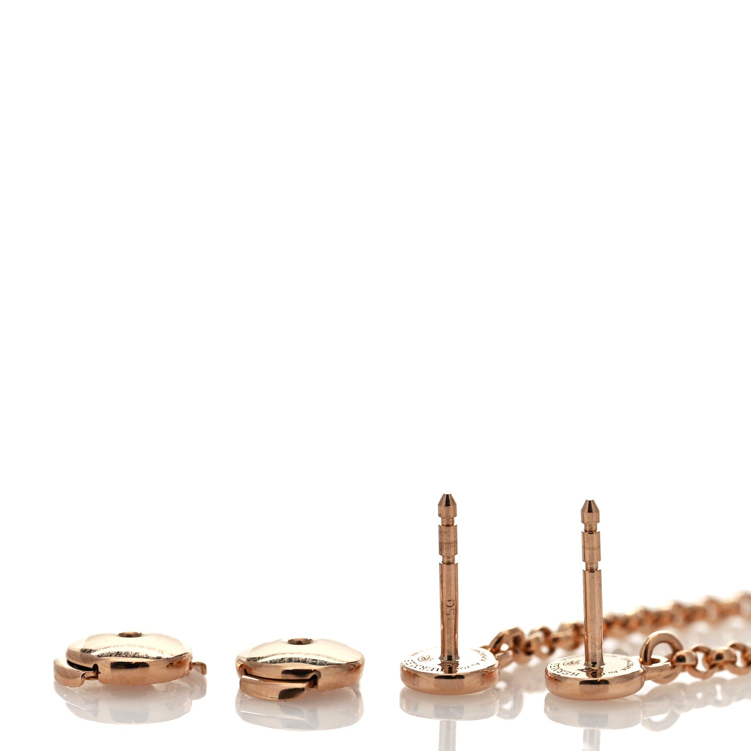 Hermes 18K Rose Gold Diamond Kelly Amulette Drop Earrings 3 of 5