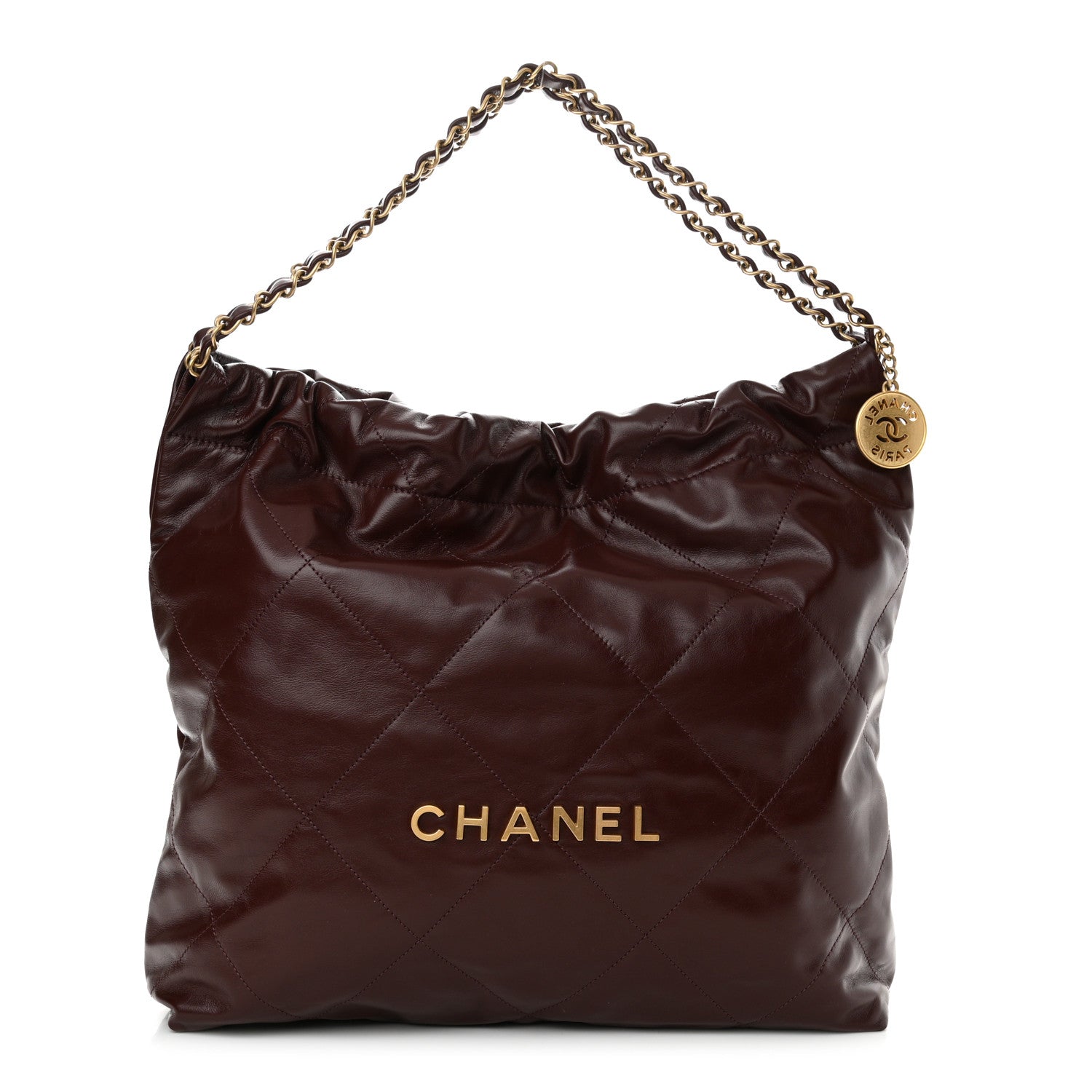 Chanel Shiny Calfskin Quilted Chanel 22 Burgundy 1 of 11