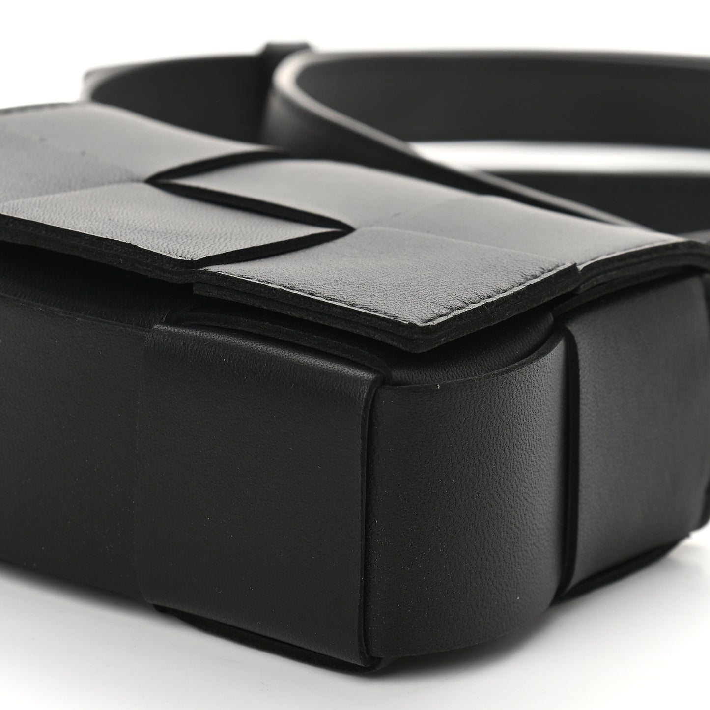 Lambskin Maxi Intrecciato Extra Mini Cassette Crossbody Bag Black