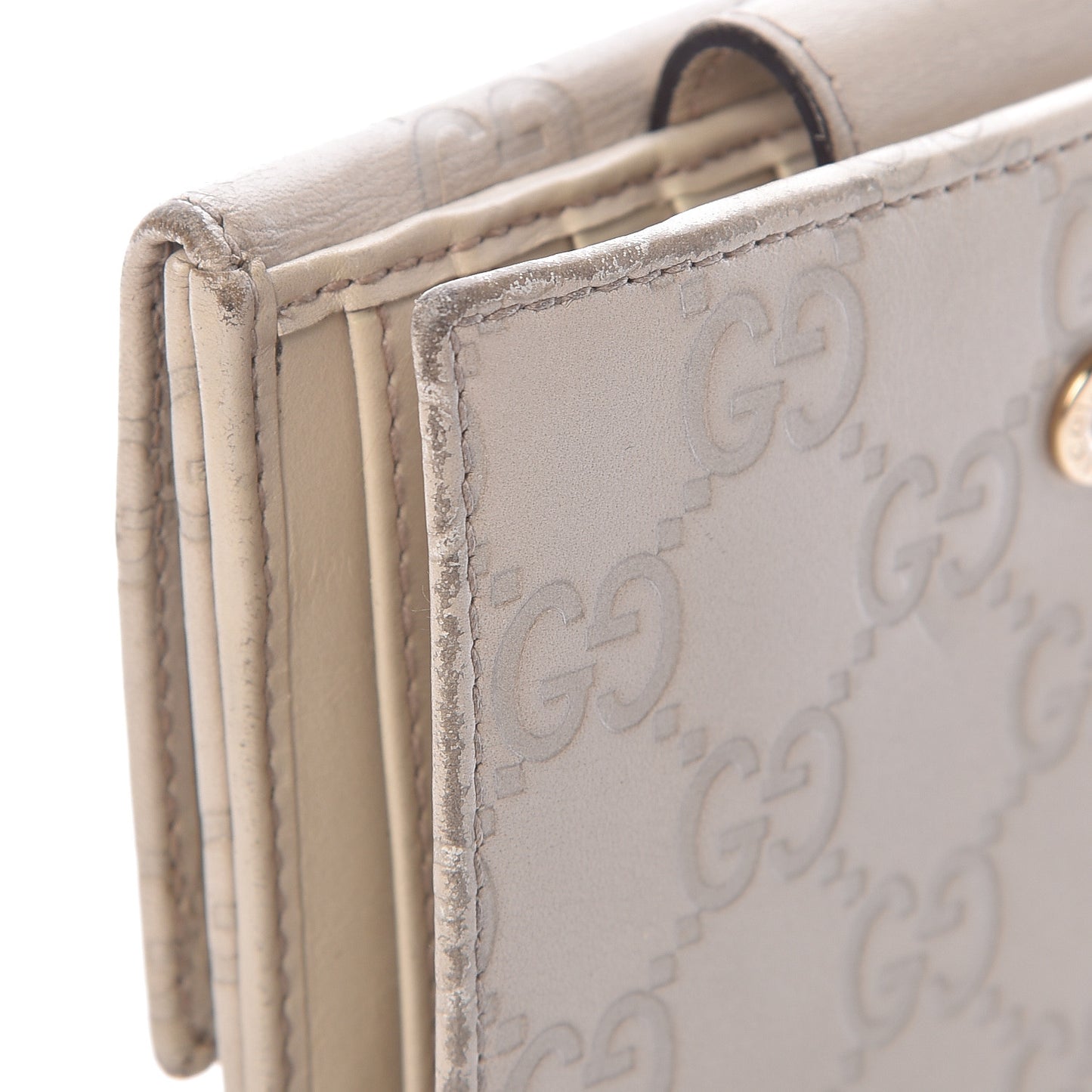 Guccissima Icon Bar French Flap Wallet White