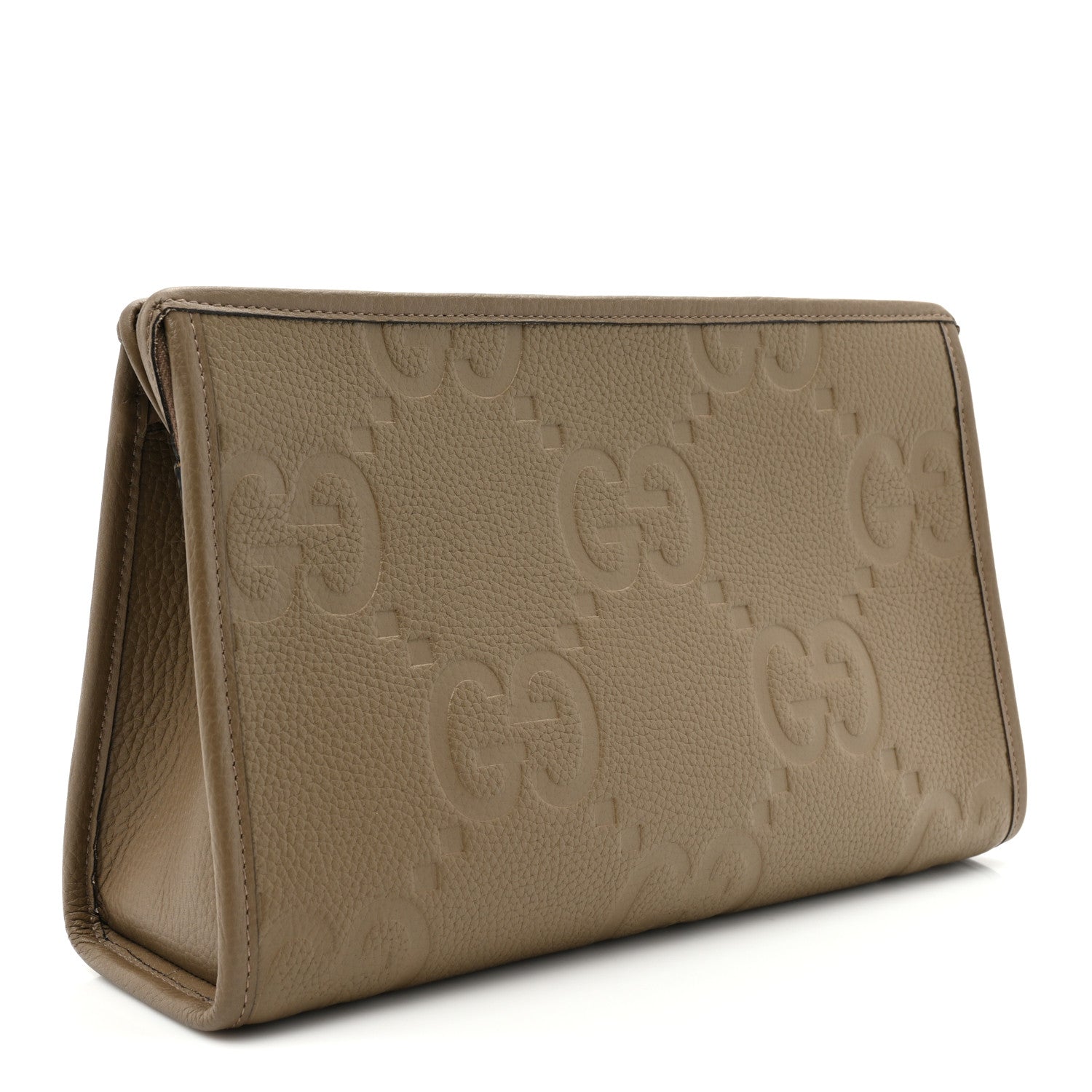 Gucci Piuma Calfskin Jumbo GG Embossed Pouch Good Taupe 3 of 13