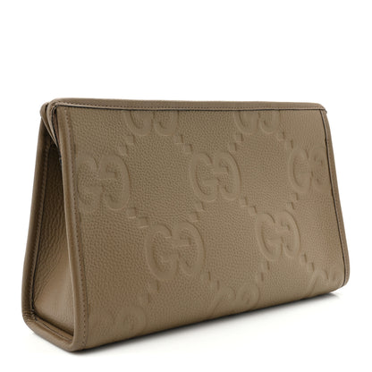 Gucci Piuma Calfskin Jumbo GG Embossed Pouch Good Taupe 3 of 13