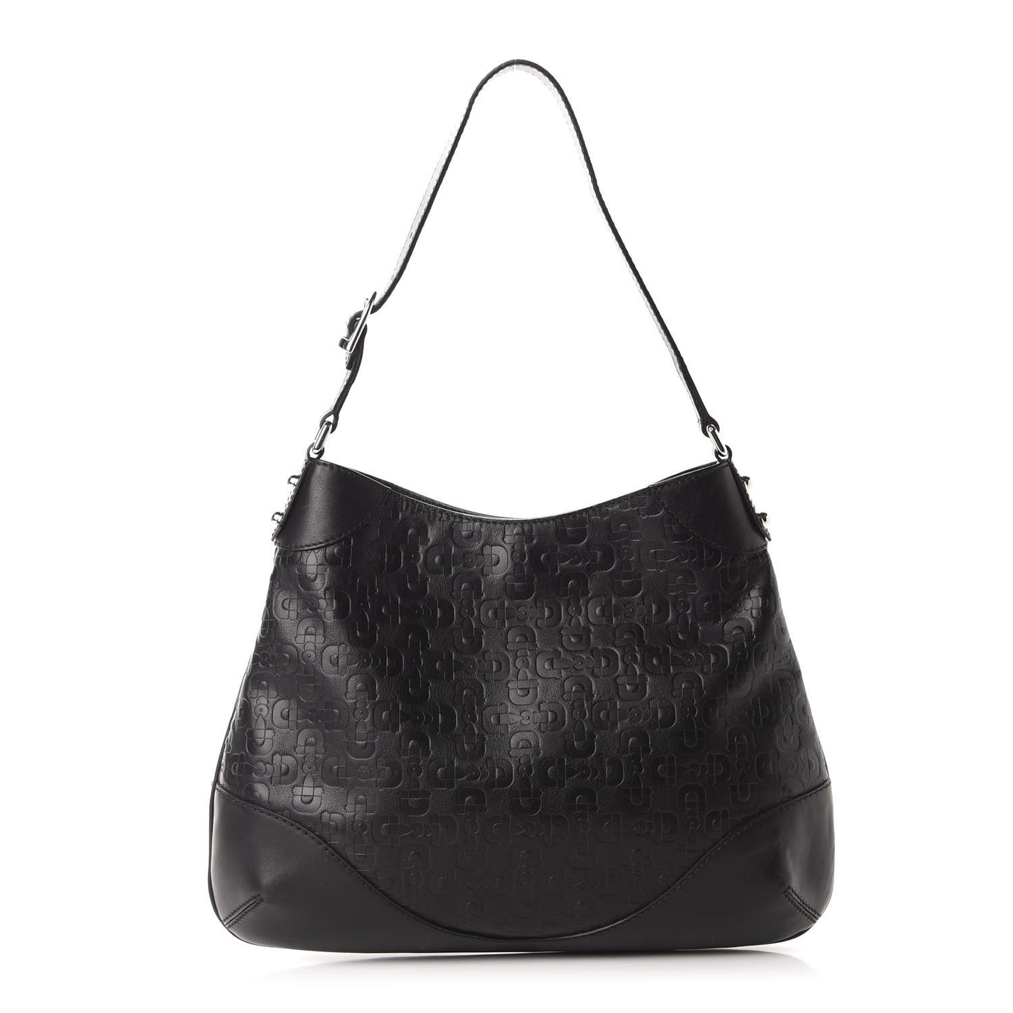 Calfskin Horsebit Embossed Hobo Black