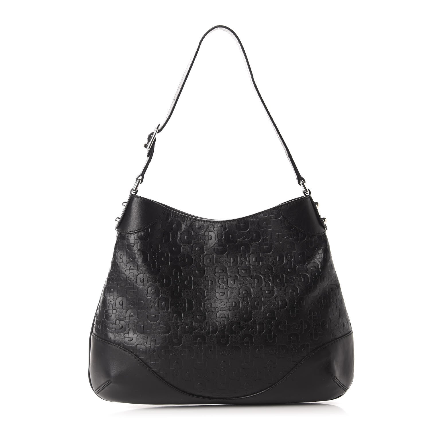 Gucci Calfskin Horsebit Embossed Hobo Black 1 of 12