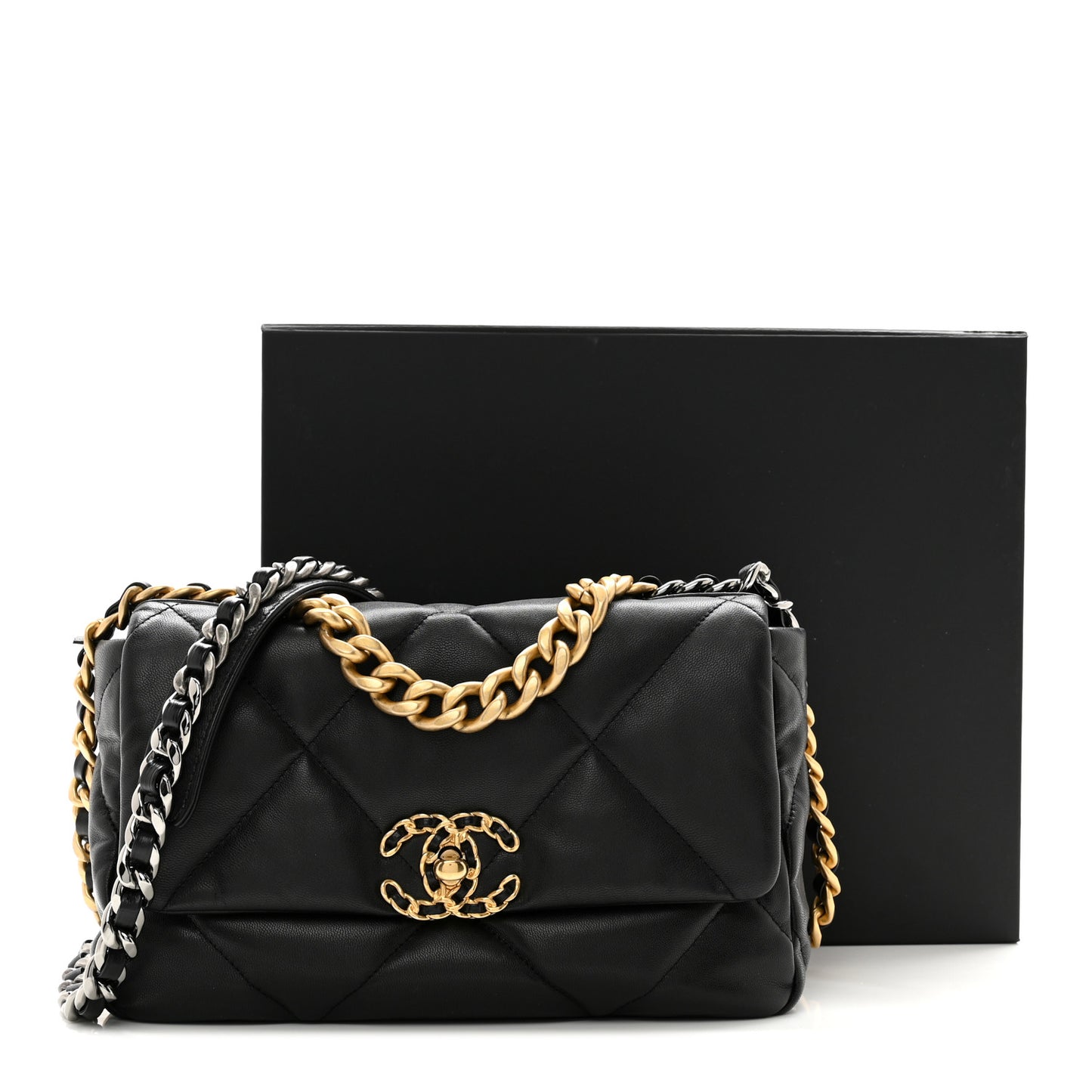 Goatskin Quilted Medium Chanel 19 Flap Black