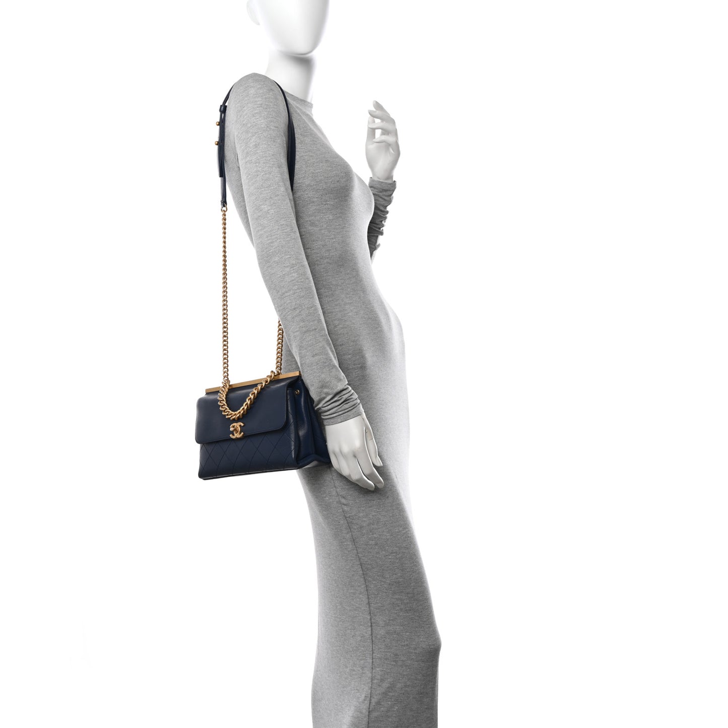 Lambskin Stitched Coco Luxe Medium Flap Blue
