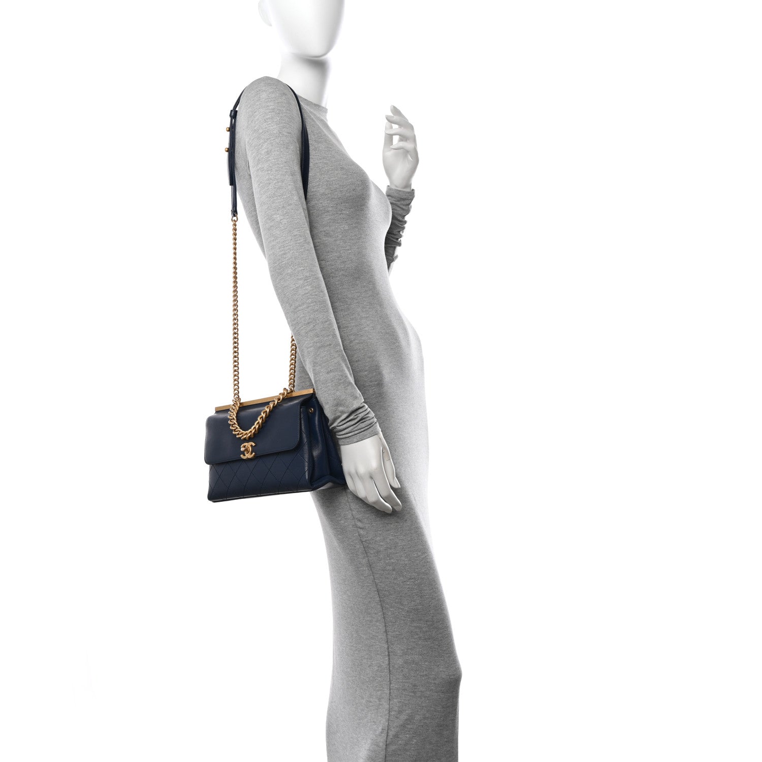 Chanel Lambskin Stitched Coco Luxe Medium Flap Blue 2 of 10