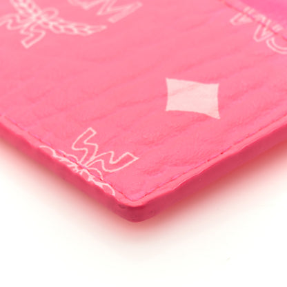 MCM Calfskin Visetos Mini Card Case Neon Pink 8 of 10