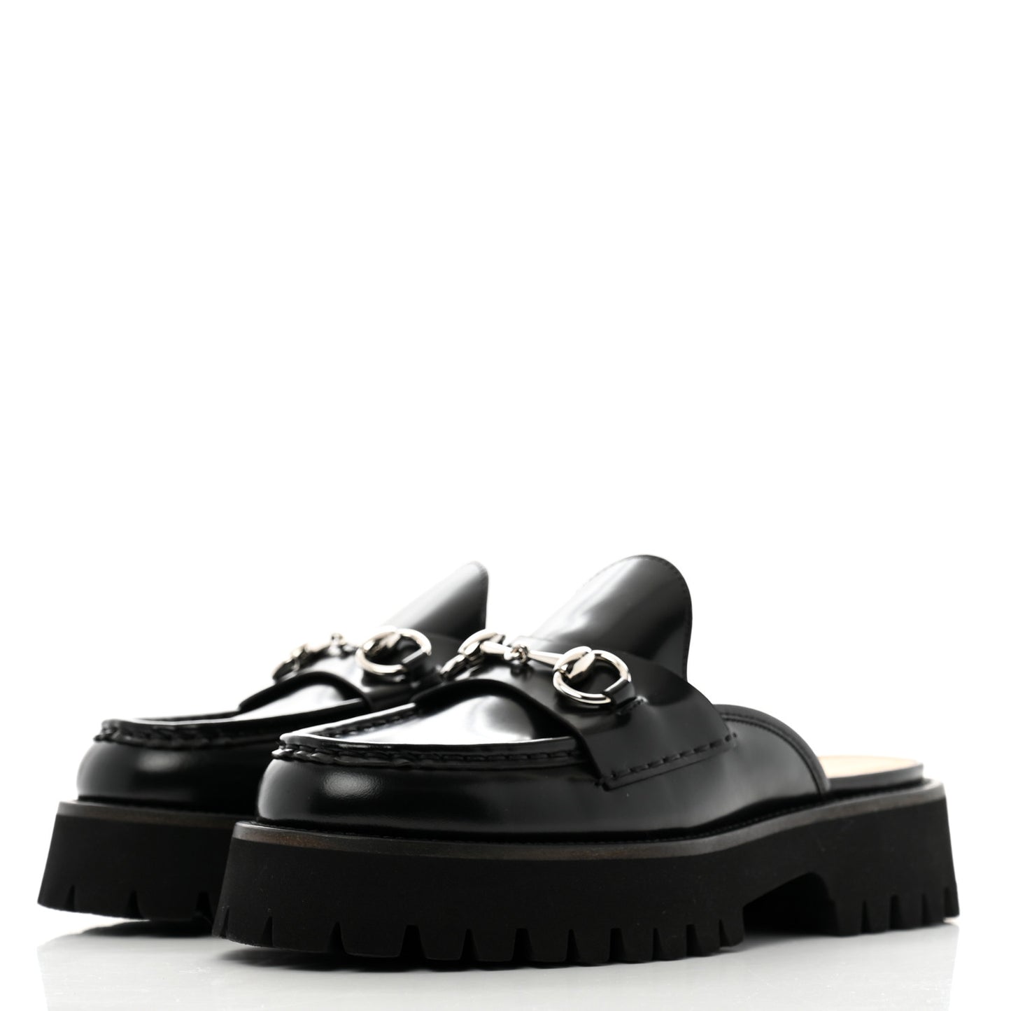Magnum Calfskin Womens Horsebit Platform Mules 37.5 Black