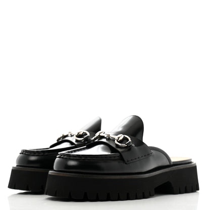 Gucci Magnum Calfskin Womens Horsebit Platform Mules 37.5 Black 4 of 9