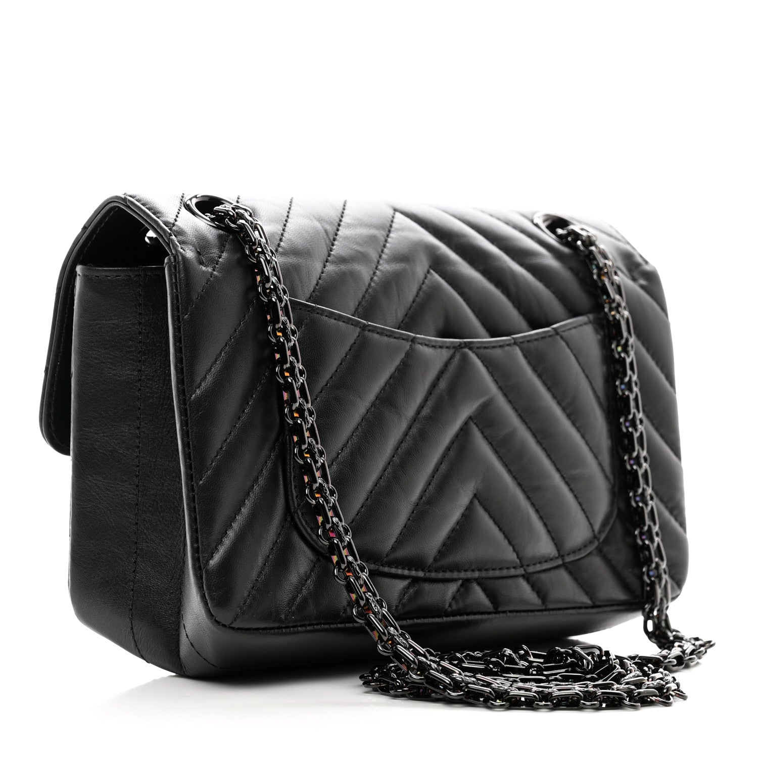 Chanel Aged Calfskin Chevron Quilted 2.55 Reissue Mini Flap So Black 3 of 10