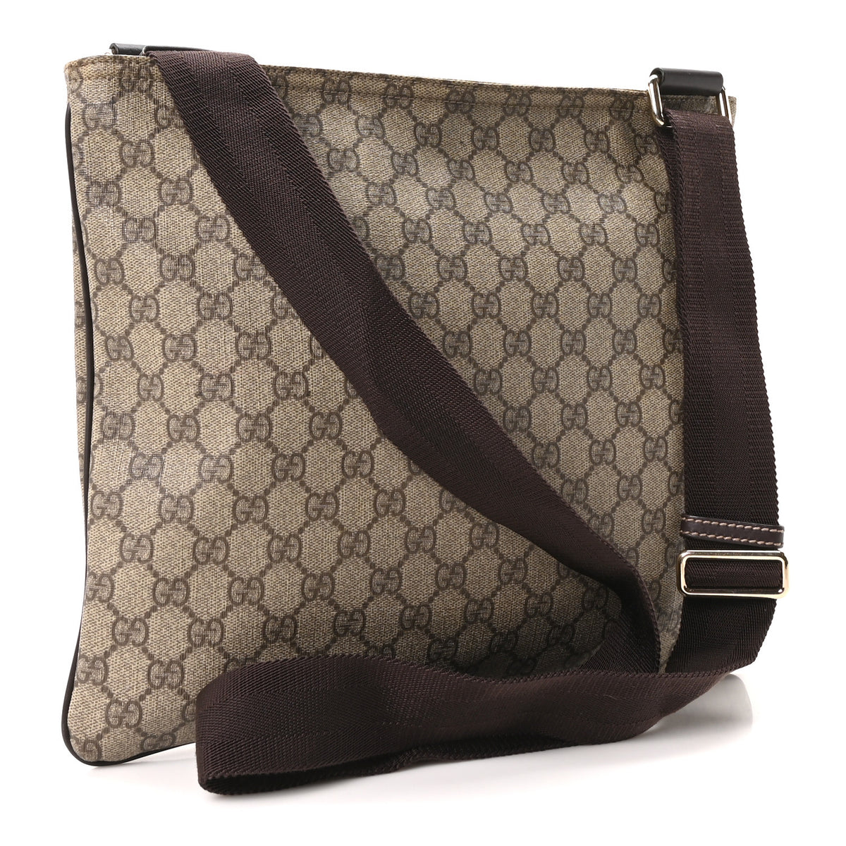 Gucci GG Supreme Monogram Medium Flat Messenger Bag Dark Brown 3 of 10