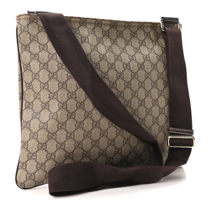 Gucci GG Supreme Monogram Medium Flat Messenger Bag Dark Brown 3 of 10