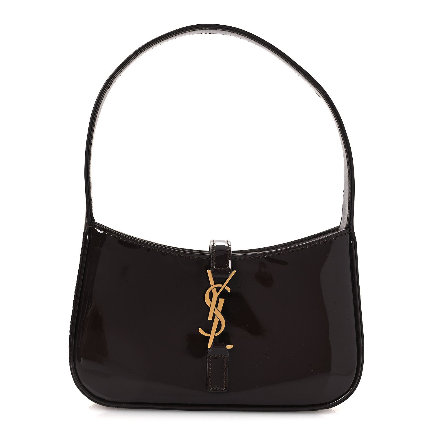 Saint Laurent Patent Calfskin Le 5 A 7 Mini Hobo Spicy Chocolate 1 of 11