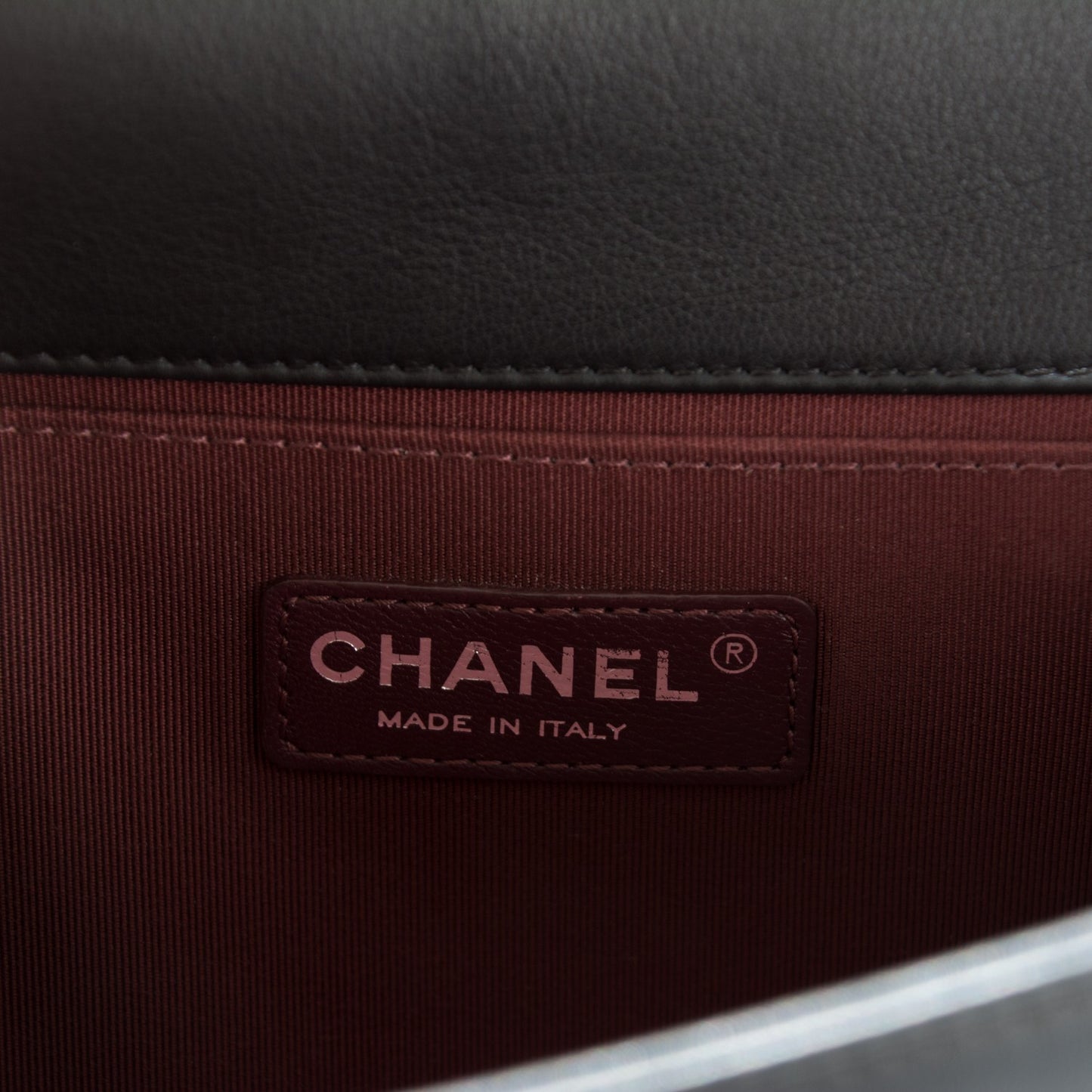 Calfskin Chevron Medium Boy Flap Black