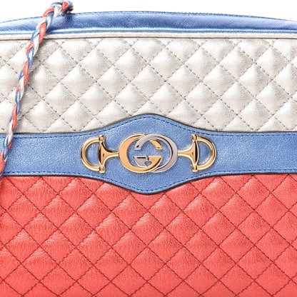 Gucci Laminated Nappa Trapuntata Small Zumi Shoulder Bag Rosso Marine Argento 10 of 10