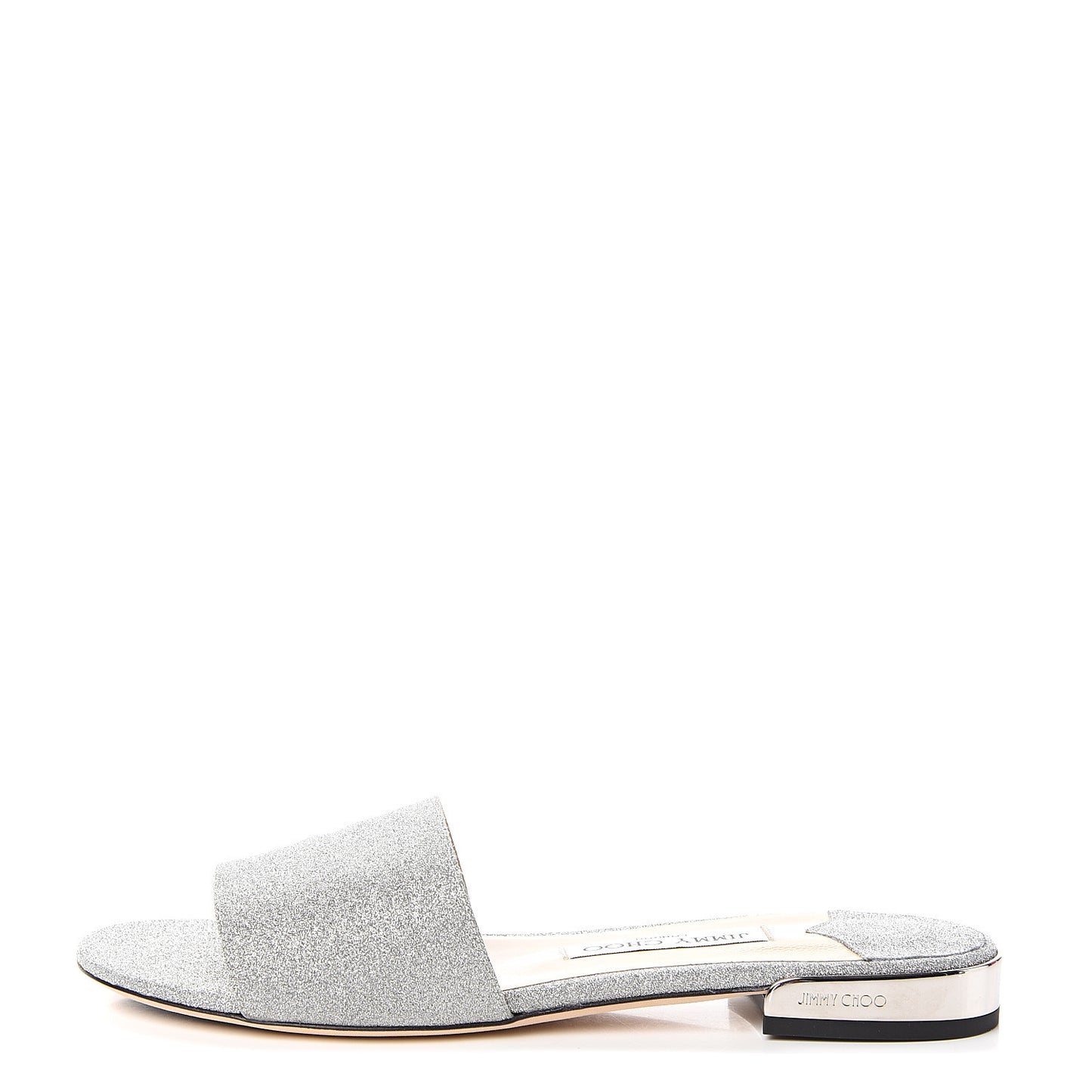Glitter Joni Flat Slide Sandals 38.5 Silver