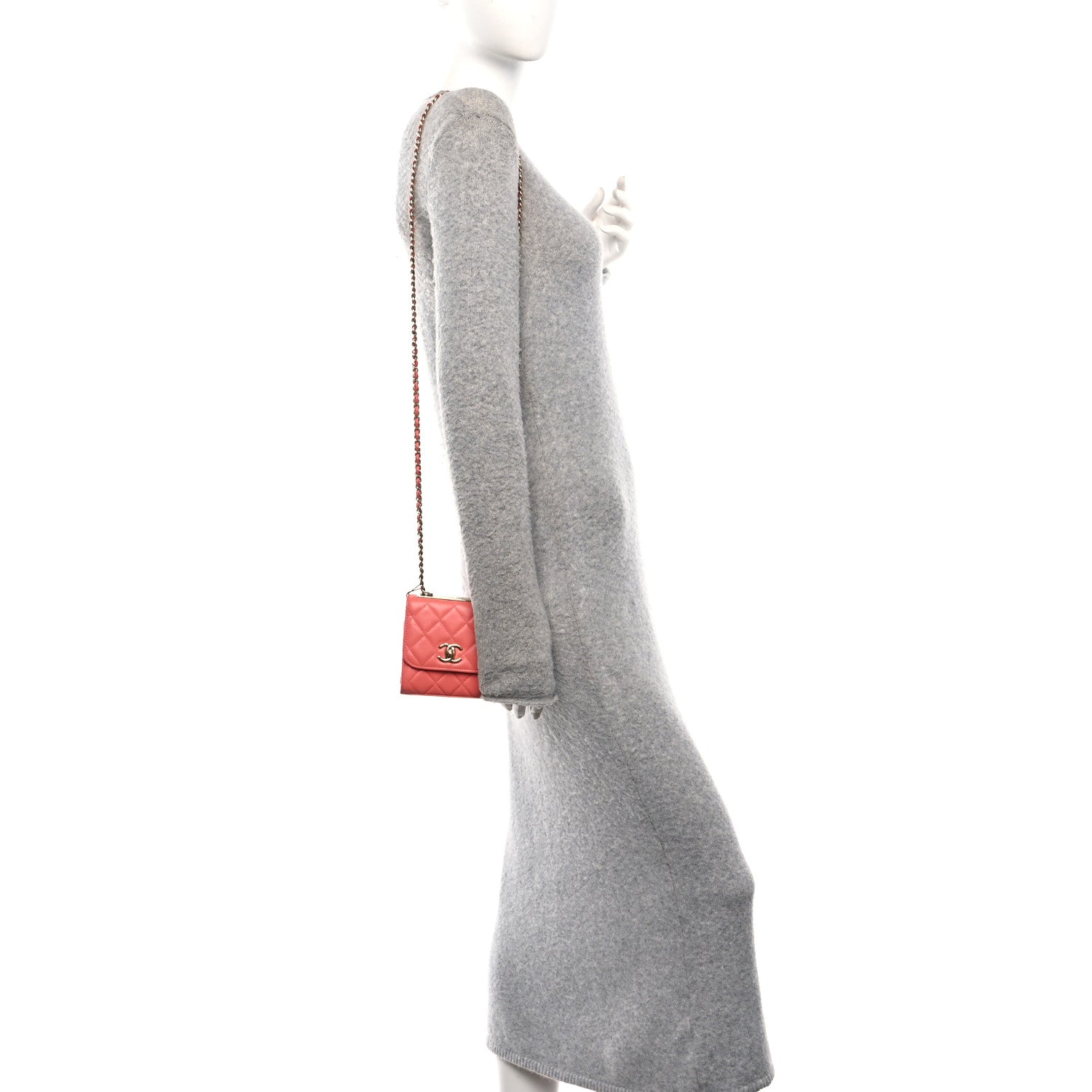 Chanel Lambskin Quilted Mini Trendy CC Clutch With Chain Coral Pink 2 of 10