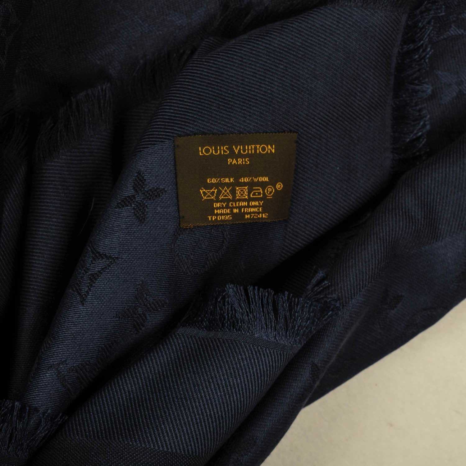 Louis Vuitton Wool Silk Monogram Shawl Blue Nuit 5 of 5