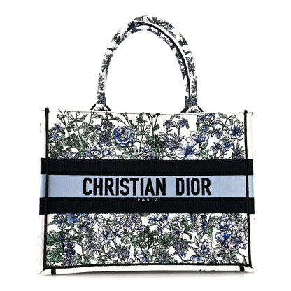 Christian Dior Canvas Embroidered Medium Flowers Book Tote Blue 1 of 11