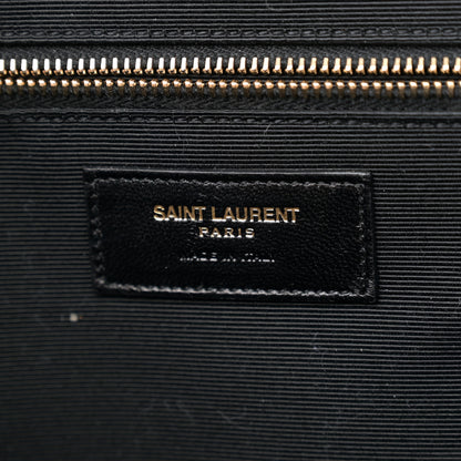 Saint Laurent Grain De Poudre Matelasse Chevron Large Monogram Satchel Black 6 of 10