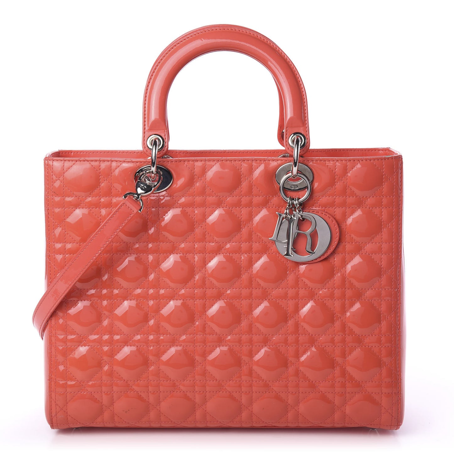 Patent Cannage Large Lady Dior Light Coral
