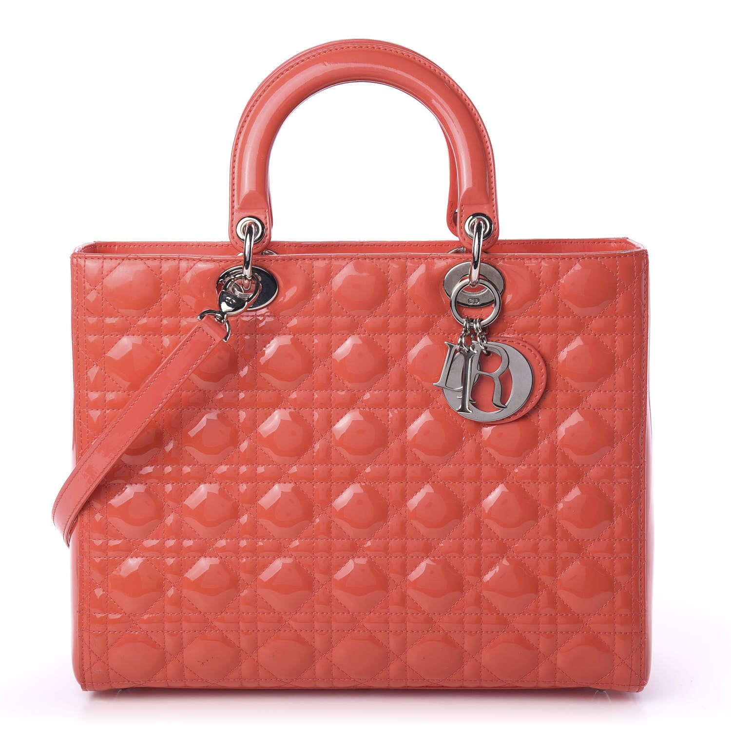 Christian Dior Patent Cannage Large Lady Dior Light Coral 1 of 17